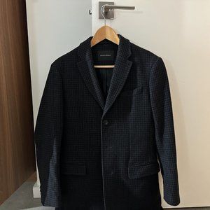 Banana Republic Wool Black Check Topcoat